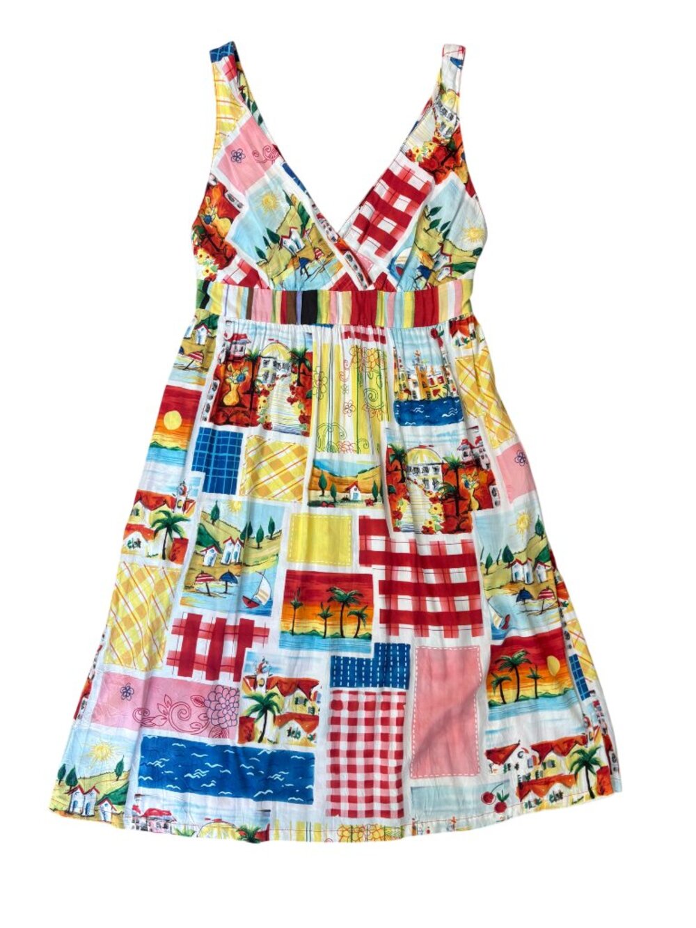 Jams World Seaside Dress size S small XS W335 empire waist sleeveless patchwork
